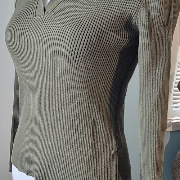 Ralph Ralph Lauren 90s Y2K Vintg Ribbed Babydoll Long Sleeve Tee Womens S Olive - Picture 2 of 12